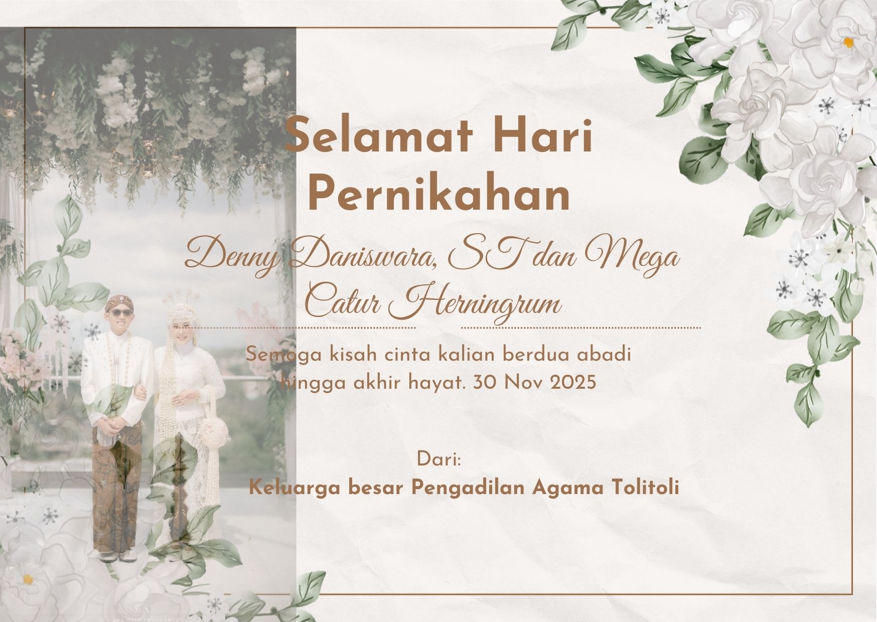 Cokelat Minimalis Kartu Ucapan Selamat Hari Pernikahan